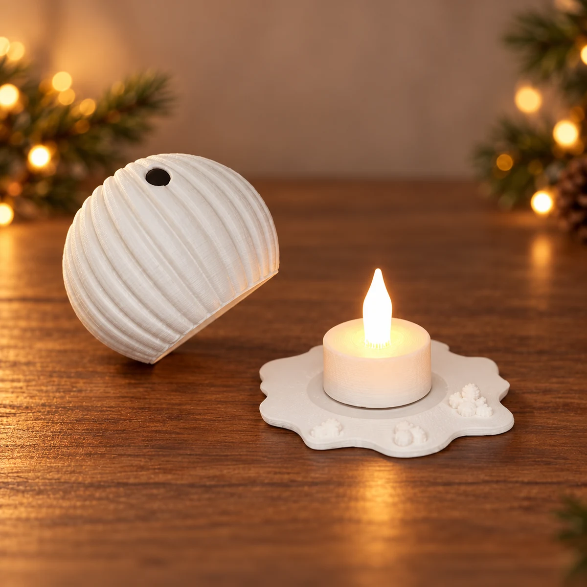 Sneeuwman voor LED-theelicht als 3D-geprinte kerstdecoratie