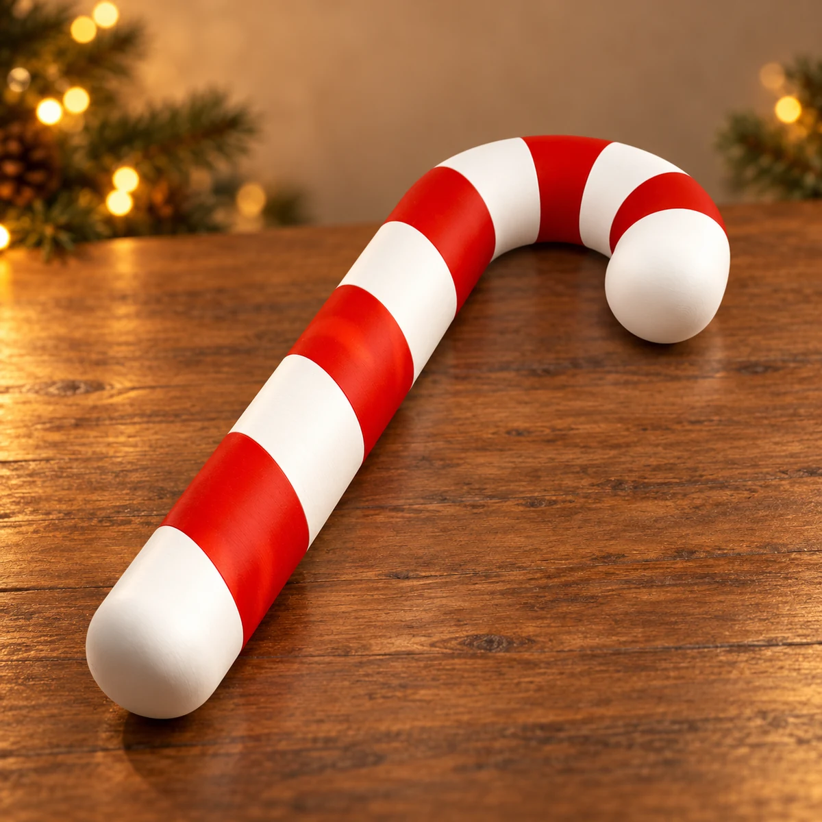 Grote zuurstok als 3D-geprinte kerstdecoratie