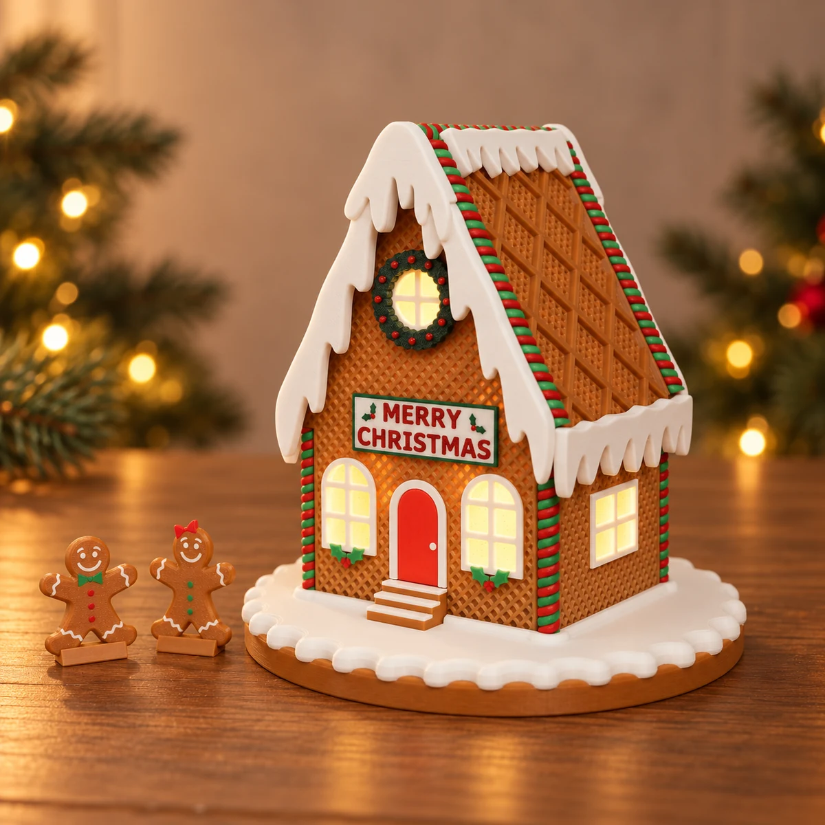 Peperkoekhuisje als 3D-geprinte kerstdecoratie