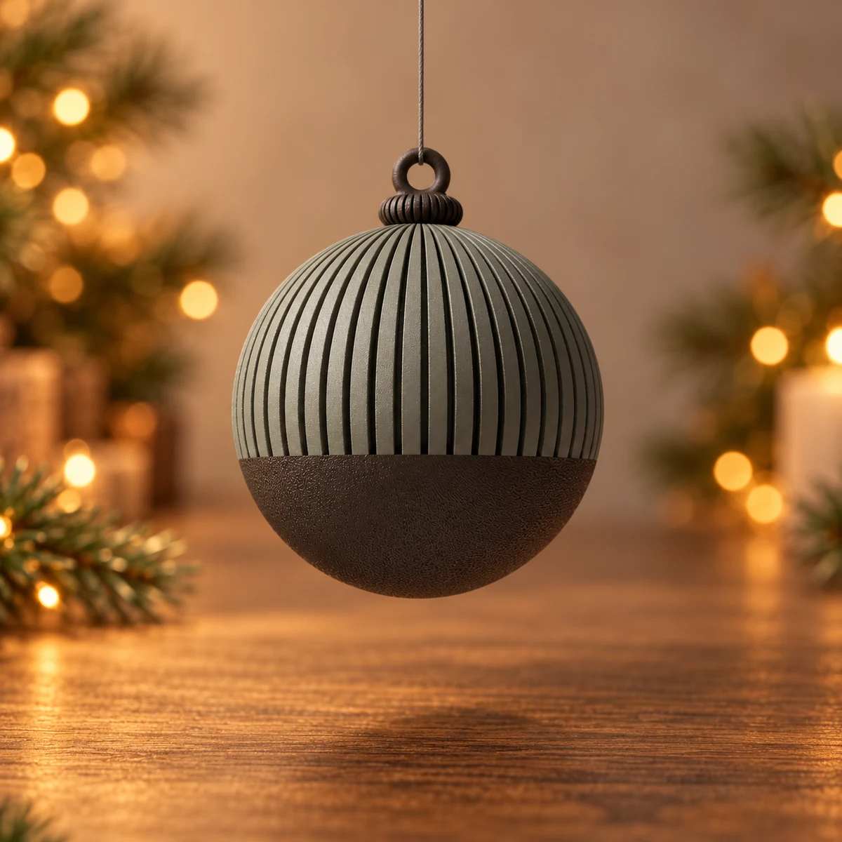 Japandi kerstbal als 3D-geprinte kerstdecoratie