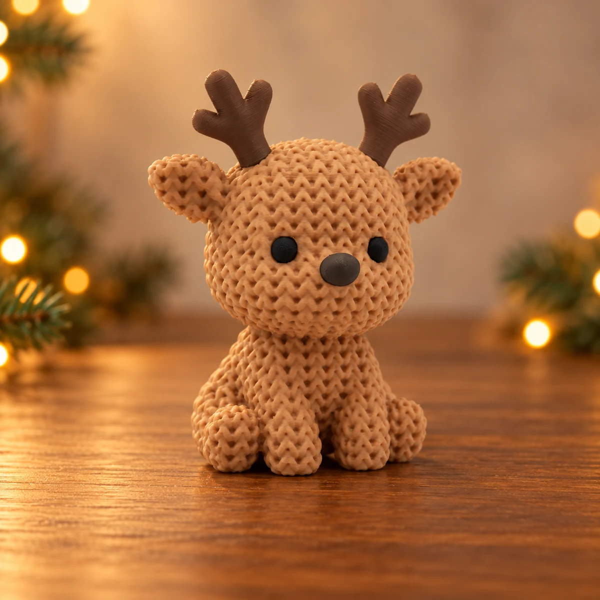 Gebreid rendier als 3D-geprinte kerstdecoratie