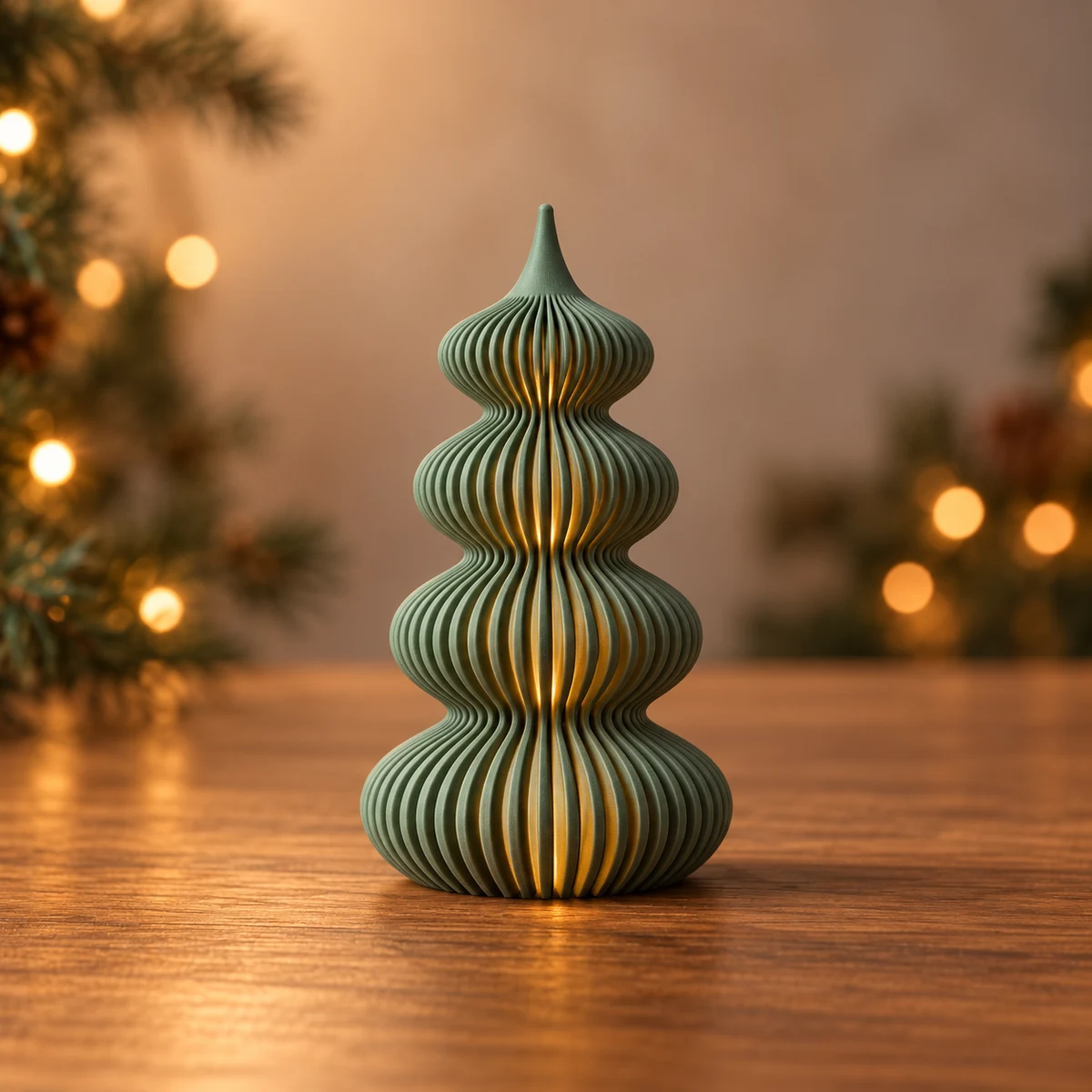 Moderne kerstboom voor LED-theelicht als 3D-geprinte kerstdecoratie