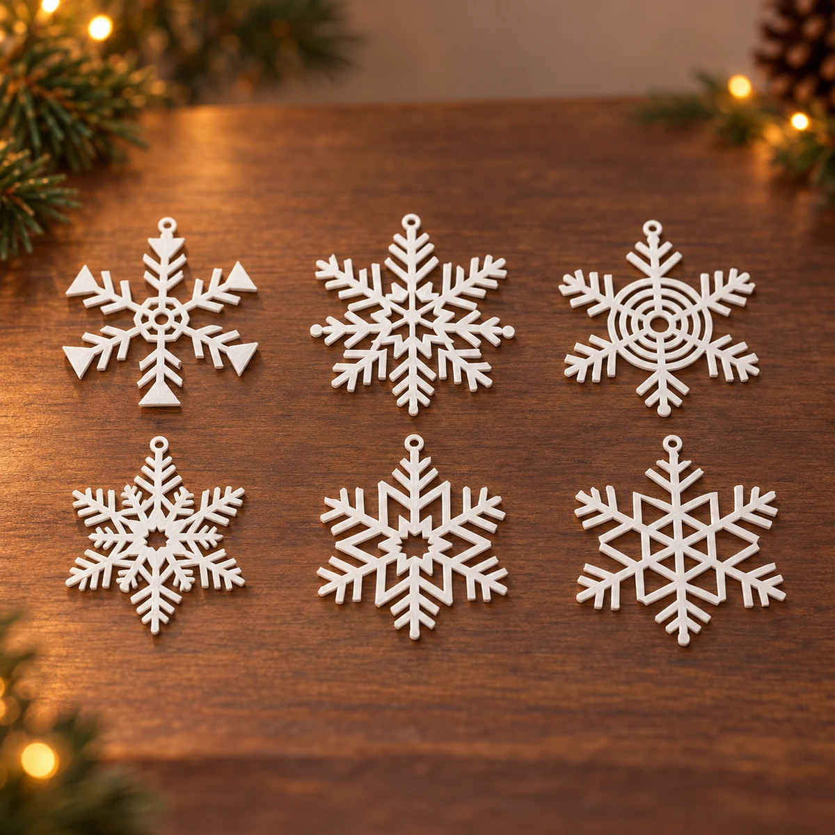 Sneeuwvlok ornamenten als 3D-geprinte kerstdecoratie