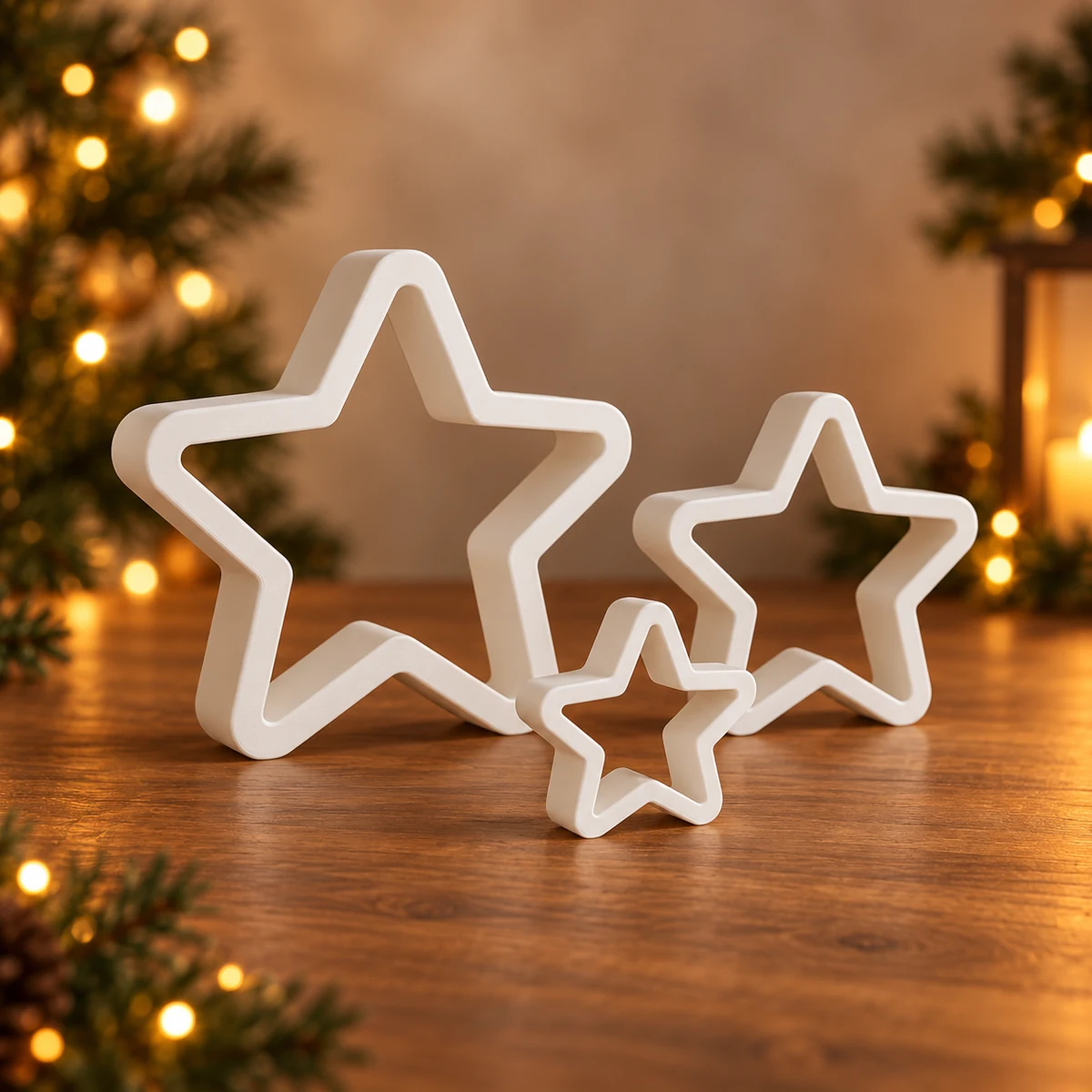 Kerststerren set als 3D-geprinte kerstdecoratie